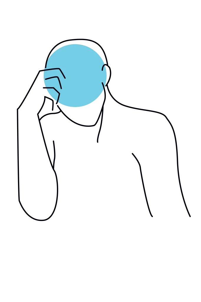 Illustration of a person holding their head, representing persistent headaches or migraine-related head pressure.